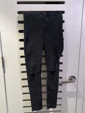 Topshop Moto Joni Black High Waisted Ripped Skinny Jeans W28 L30